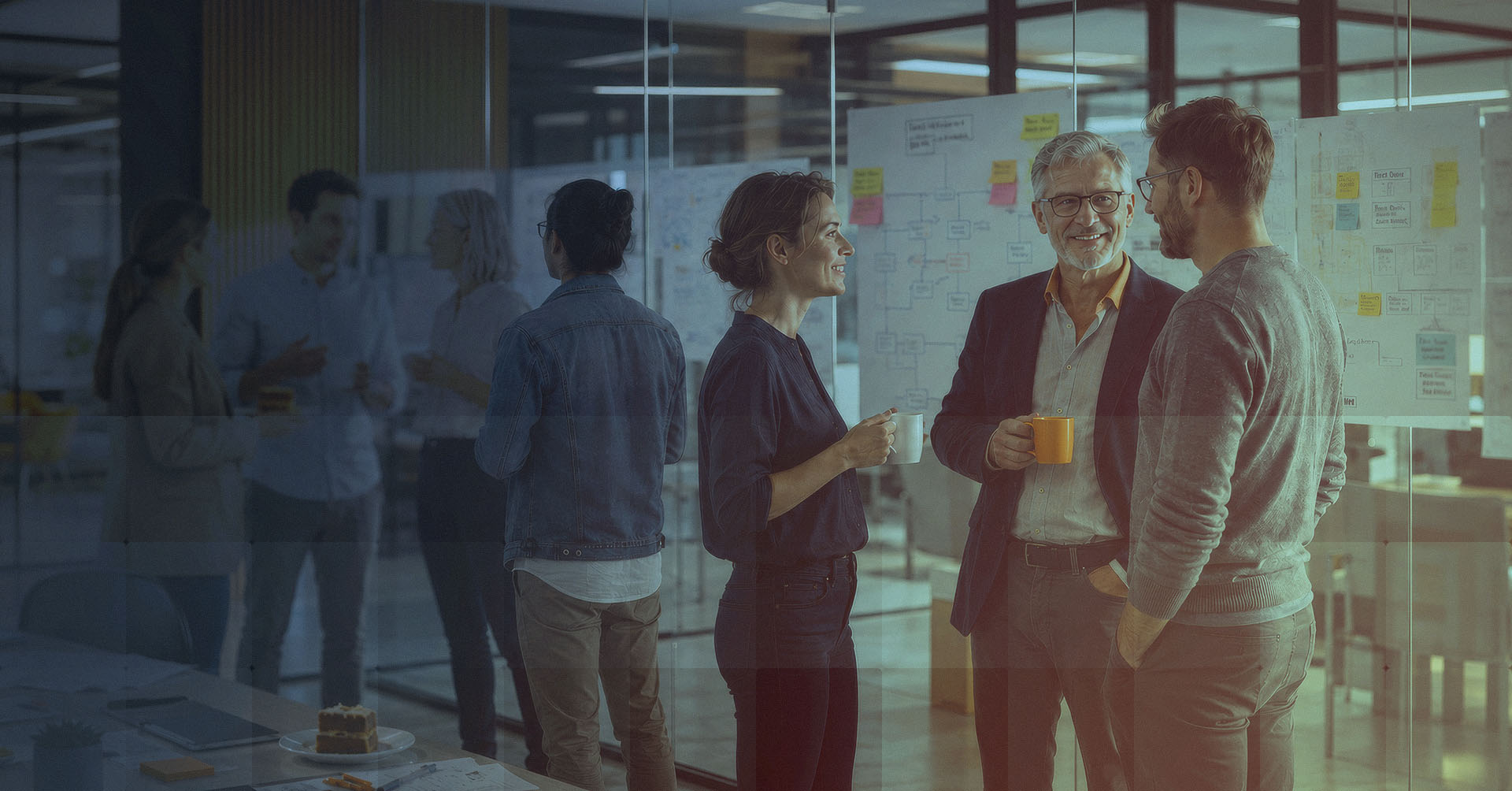 Agile Teambesprechung im Stehen